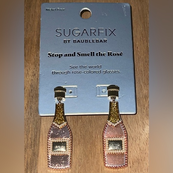 Sugarfix by Baublebar NWT Post Dangle Bottle Earrings Stop and Smell the Rose’ - Picture 6 of 6